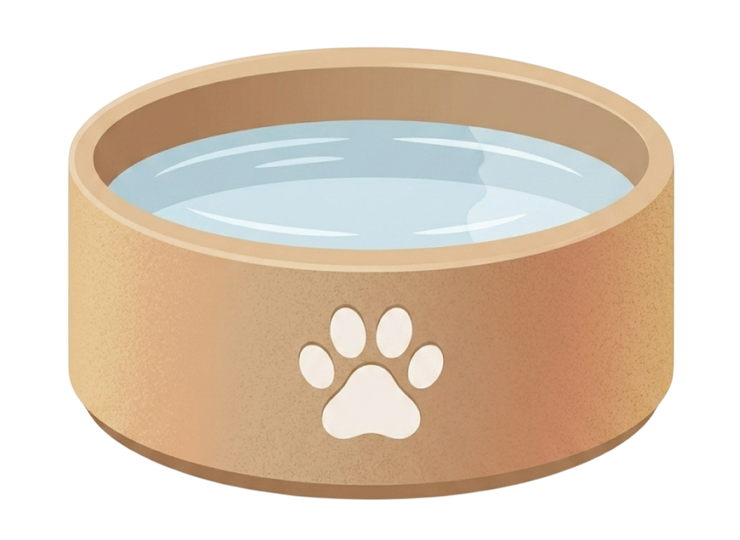 Illustration of a water bowl.