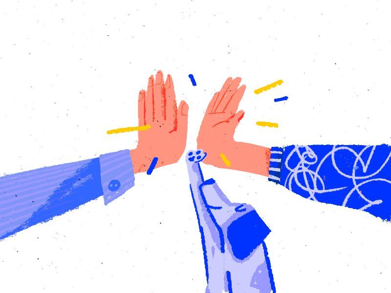 Community celebration high-five illustration